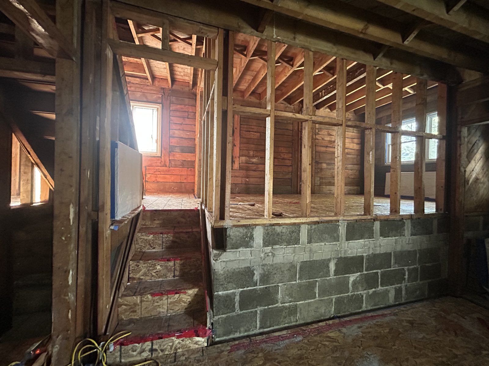 Interior stripped down to the structure